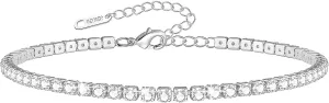 Cubic Zirconia Tennis Ankle Bracelets for Women 18K Gold Plated Adjustable Dainty Anklet Summer Beach Jewelry