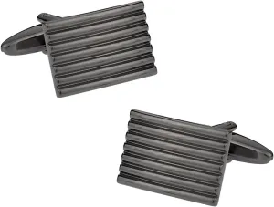 Cuff-Daddy Classic Lined Gunmetal Cufflinks with Presentation Box