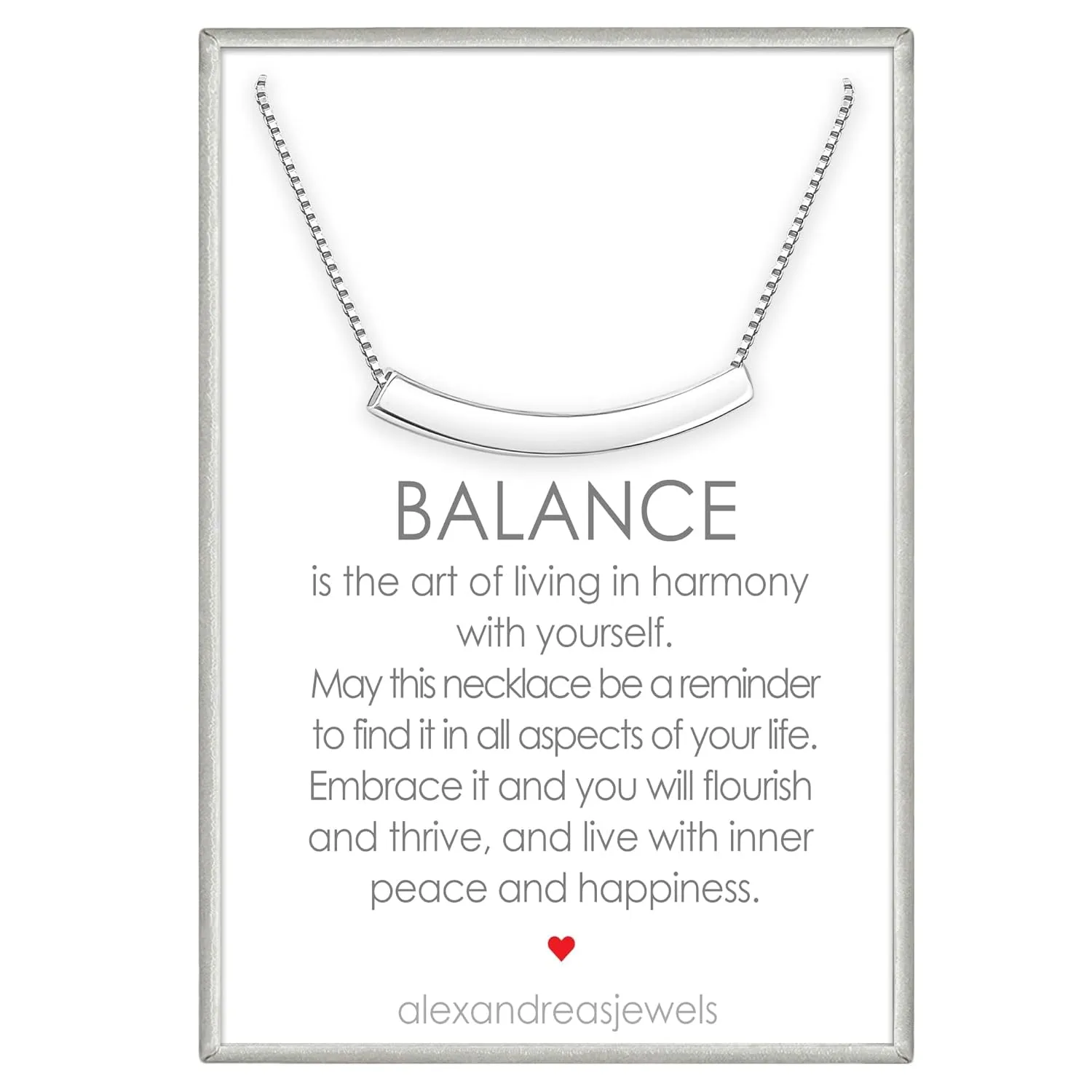 Curved Tube Bar Necklace Sterling Silver, Curved Bar Necklace for Women, Balance Necklace, Layering Choker Necklace (18 inches)