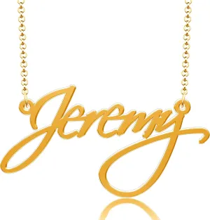 Custom Cursive Name Necklace Personalized Gift for Women 24k Gold Plated Nameplate