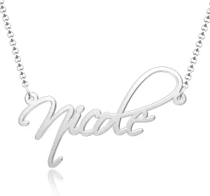 Custom Cursive Name Necklace Personalized Gift for Women Sterling Silver Nameplate