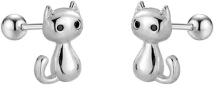 Cute 20g Cat S925 Sterling Silver Screw Back Cartilage Small Stud Earrings for Women Minimalist Lovely Pet Animal Tiny Helix Sleeper Earring Studs Nickel Free Hypoallergenic Jewelry Gifts