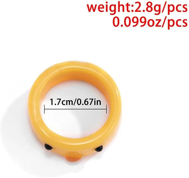 Cute Frog Chick Resin Acrylic Ring Cartoon Geometric Irregular Animal Stackable Finger Ring for Women Simple Animal Aesthetic Friendship Jewelry