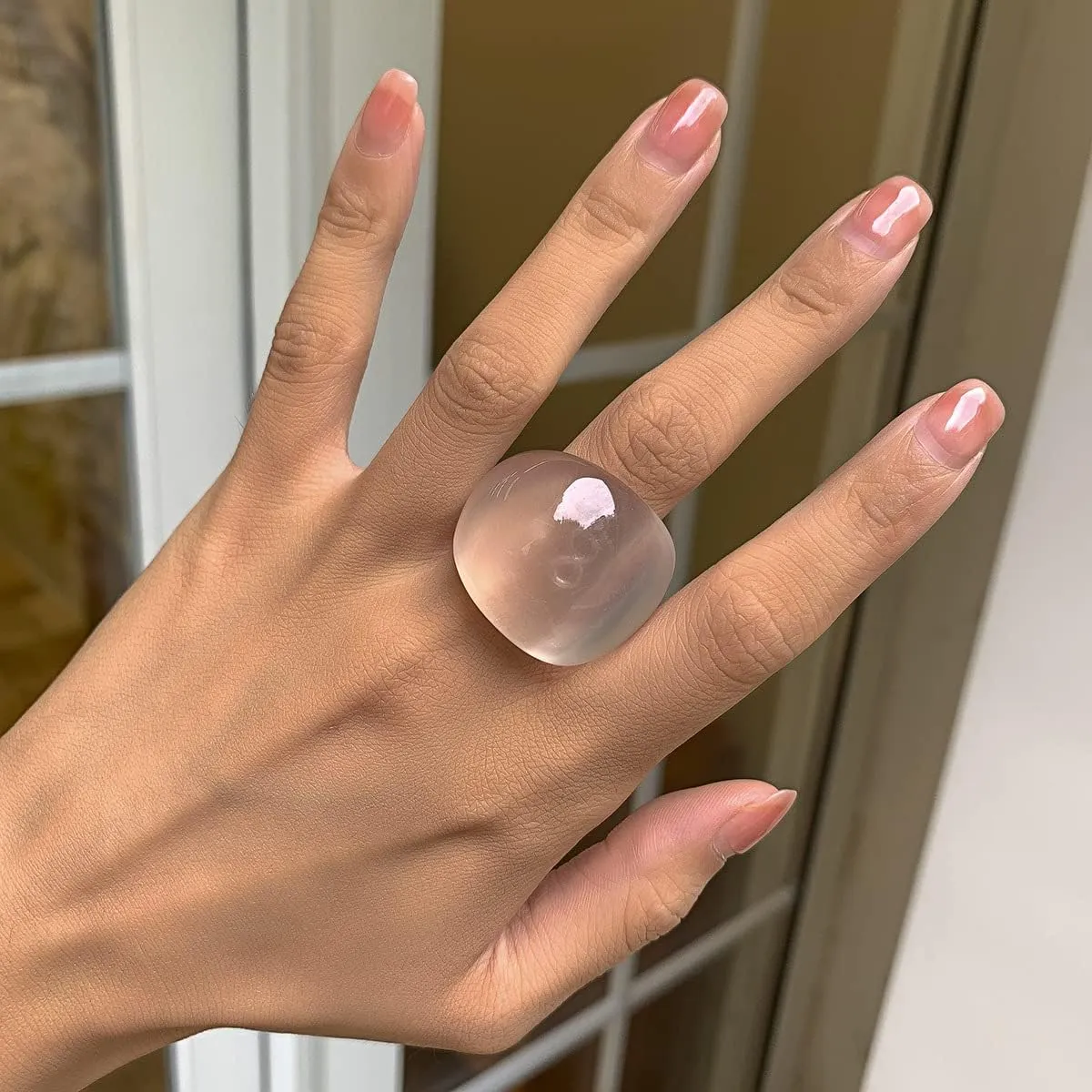 Cute Resin Ring for Women, Chunky Acrylic Plastic Rings Simple Aesthetic Jewelry Christmas Birthday Gifts