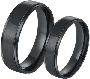 Daesar Couples Wedding Bands Sets, His and Hers Ring Sets Couples Stainless Steel Simple Matte Brushed 6/8MM Round Black