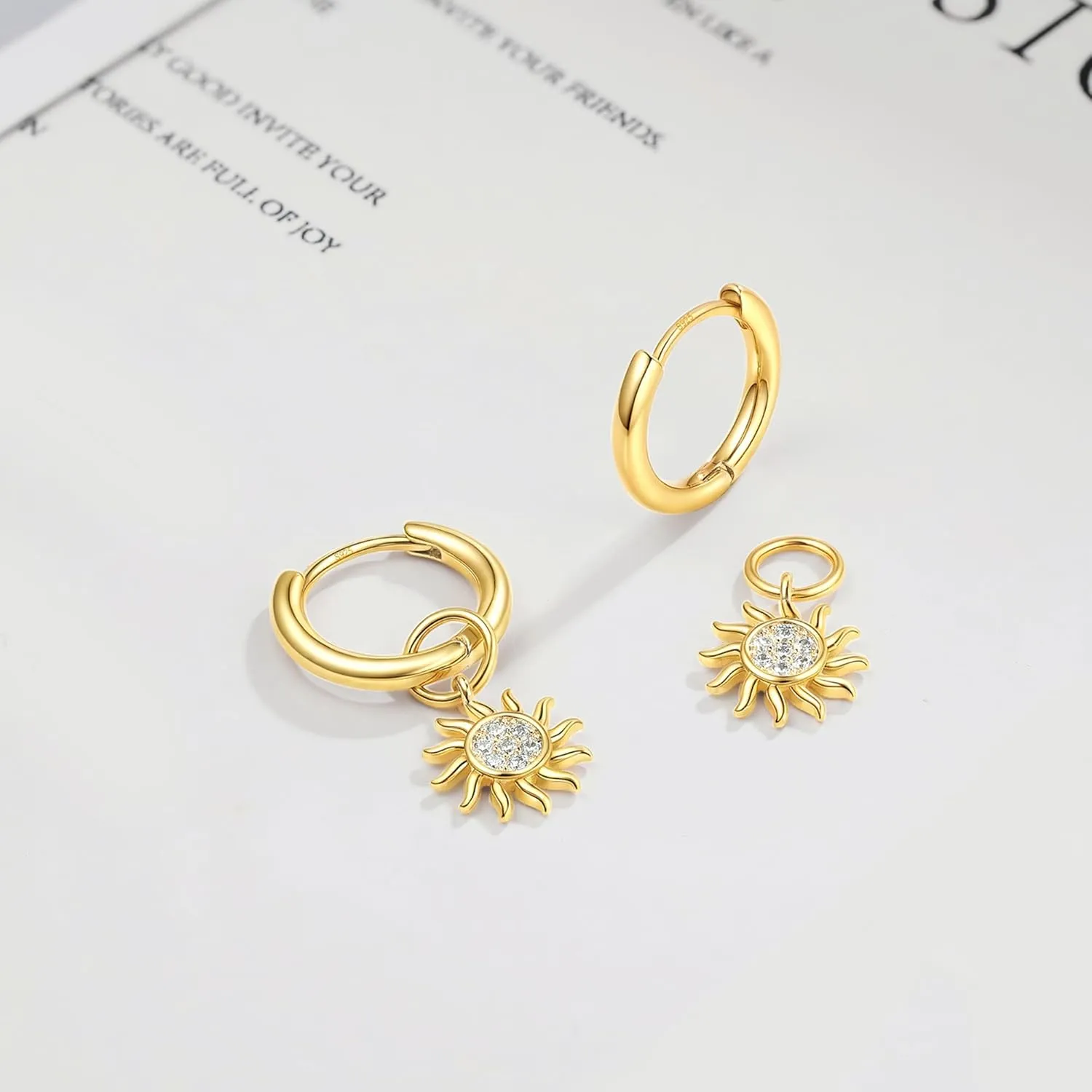 DAILY VIBES Cute Dangle Huggie Earrings for Women 925 Sterling Silver Post Dainty 14K Gold Plated Mini CZ Butterfly Star Cross Heart Charm Drop Cartilage Small Hoop Earrings