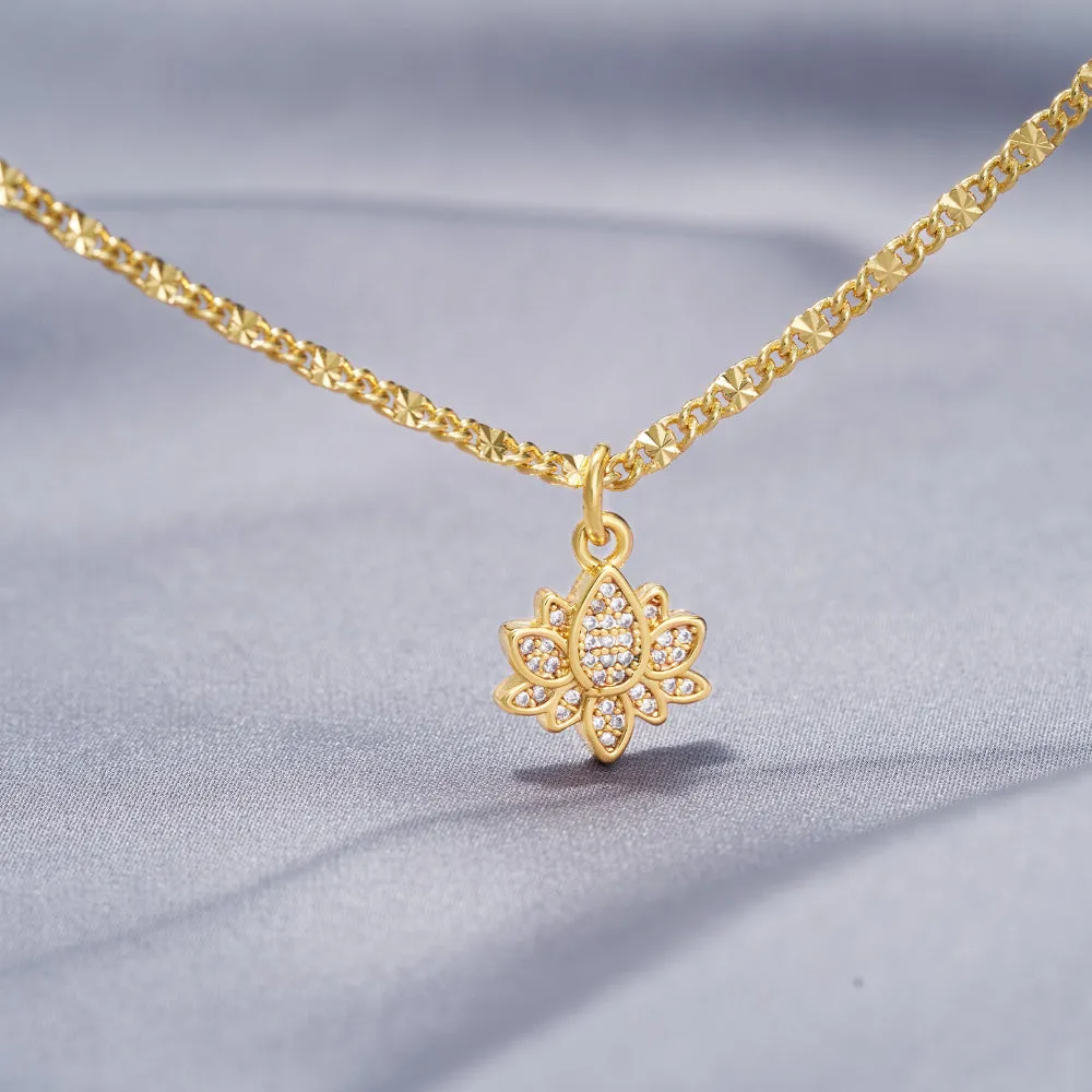 Dainty 14k Gold Plated Adjustable Anklets- Lotus