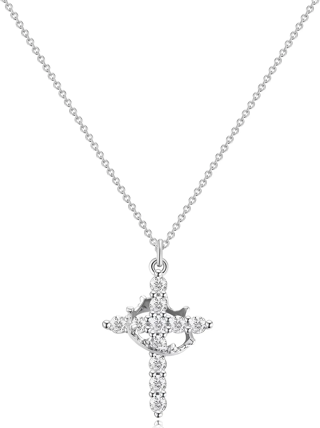 Dainty Cross Necklaces for Women Cubic Zirconia Pendant Necklace for Women, Trendy Simple Silver Plated Cross Charm, Elegant Jewelry for Women, Excellent for Daily Wear & Special Occasions