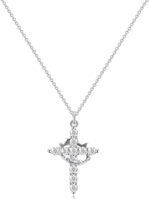 Dainty Cross Necklaces for Women Cubic Zirconia Pendant Necklace for Women, Trendy Simple Silver Plated Cross Charm, Elegant Jewelry for Women, Excellent for Daily Wear & Special Occasions
