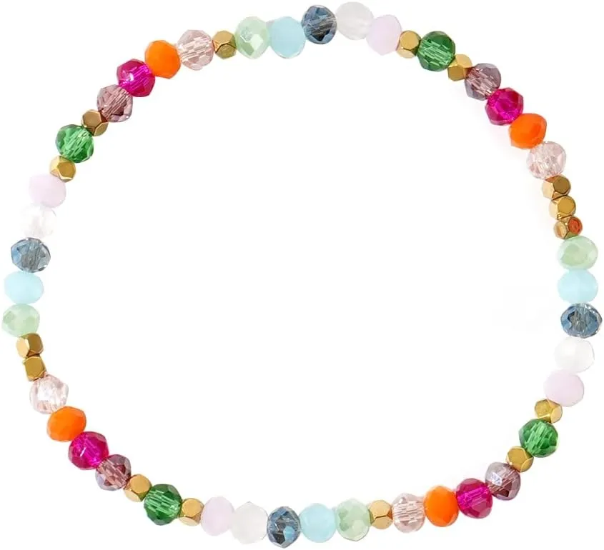 Dainty Natural 7 Chakras Crystal Beaded Stretch Bracelet for Women,Handmade Boho Colorful Healing Energy Stones Bracelet Statement Cute Beach Jewelry Gift Friendship