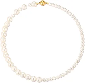 Dainty Pearl Pendant Necklaces for Women-18K Gold Plated Stackable Necklace-Charm Chain Link Necklace Everyday Jewelry Gift