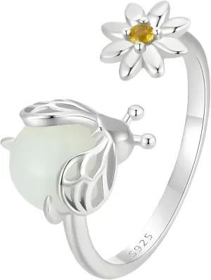 Daisy Rings 925 Sterling Silver Ring Daisy Flower Glow In the Dark Rings For Women Jewelry Gift-A12