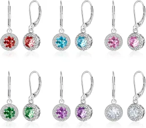 Dangle Earrings for Women Multicolor Crystal Drop Earrings Set and Fashion Cubic Zirconia Leverback Earrings 925 Silver Hypoallergenic Dangle Earrings Trendy Jewelry Gifts for Women