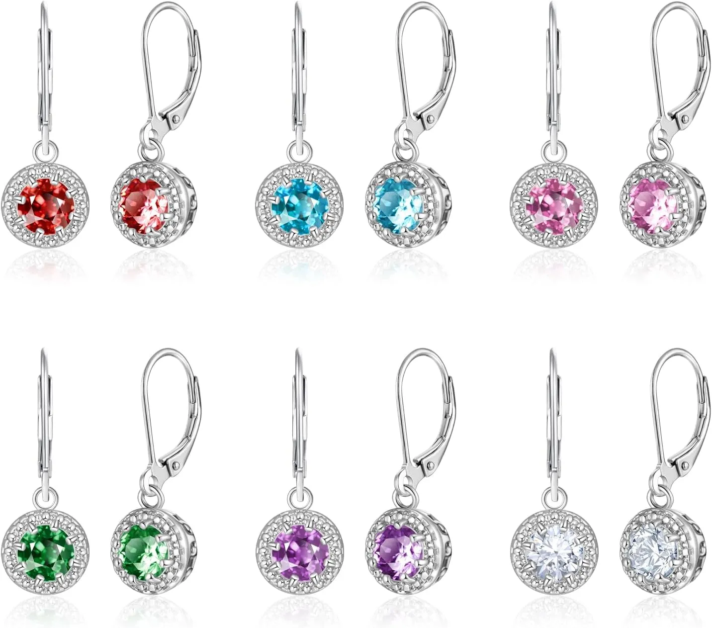 Dangle Earrings for Women Multicolor Crystal Drop Earrings Set and Fashion Cubic Zirconia Leverback Earrings 925 Silver Hypoallergenic Dangle Earrings Trendy Jewelry Gifts for Women