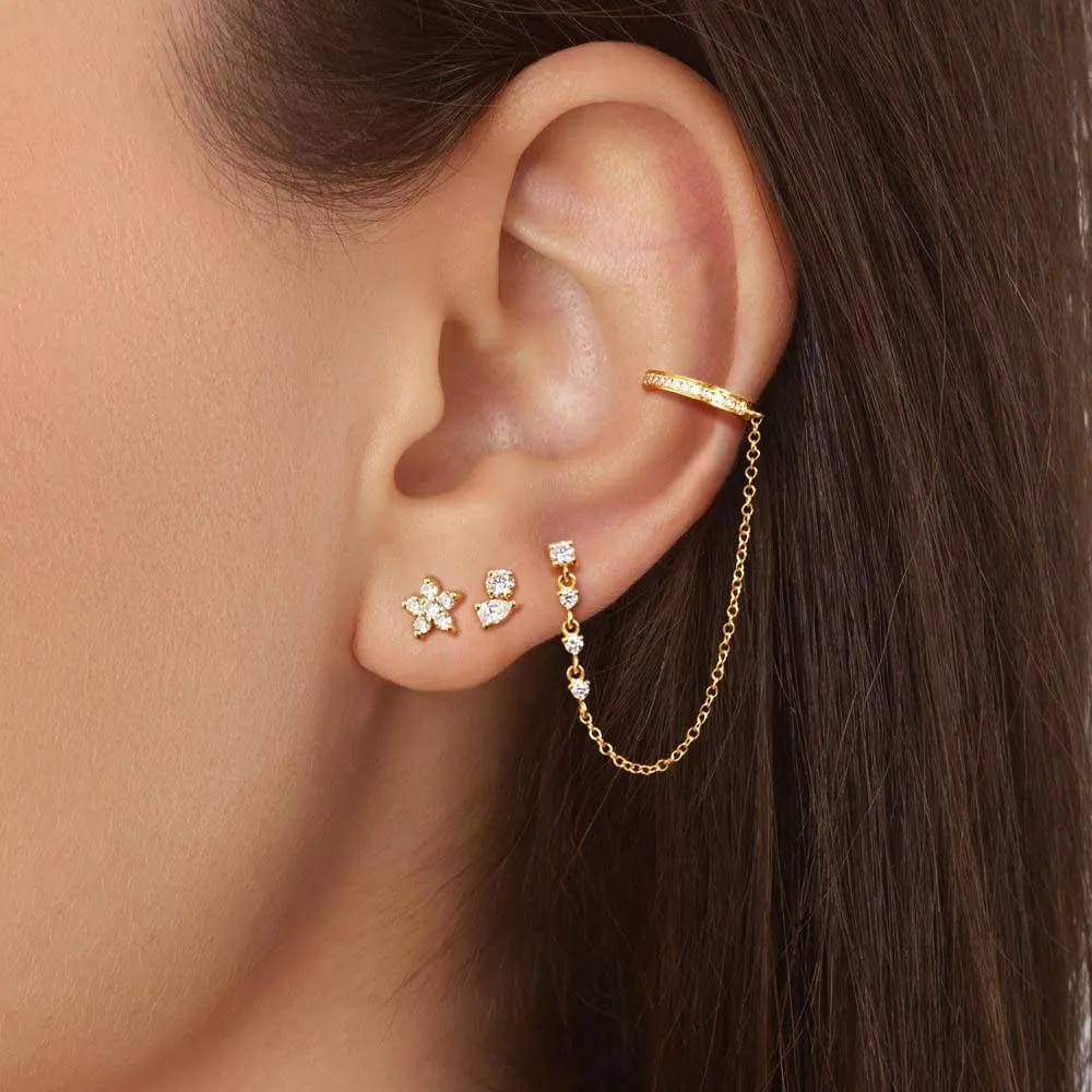 Dangle Earrings for Women Trendy, Dainty 14K Gold Plated Chain Earrings for Women Simple Threader Earrings Non Tarnish Hypoallergenic Long Drop Earrings Jewelry Pack for Women Gifts