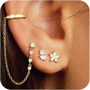 Dangle Earrings for Women Trendy, Dainty 14K Gold Plated Chain Earrings for Women Simple Threader Earrings Non Tarnish Hypoallergenic Long Drop Earrings Jewelry Pack for Women Gifts