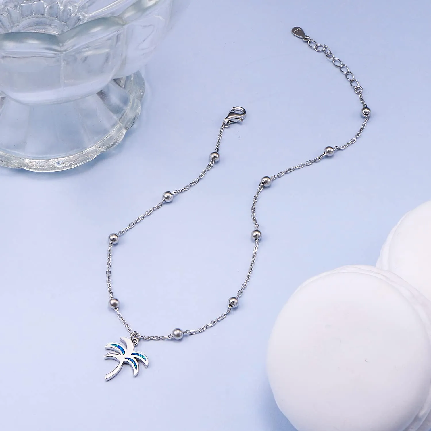DAOCHONG Anklet for Women S925 Sterling Silver Adjustable Foot Chain Ankle Bracelet Anklets Jewelry