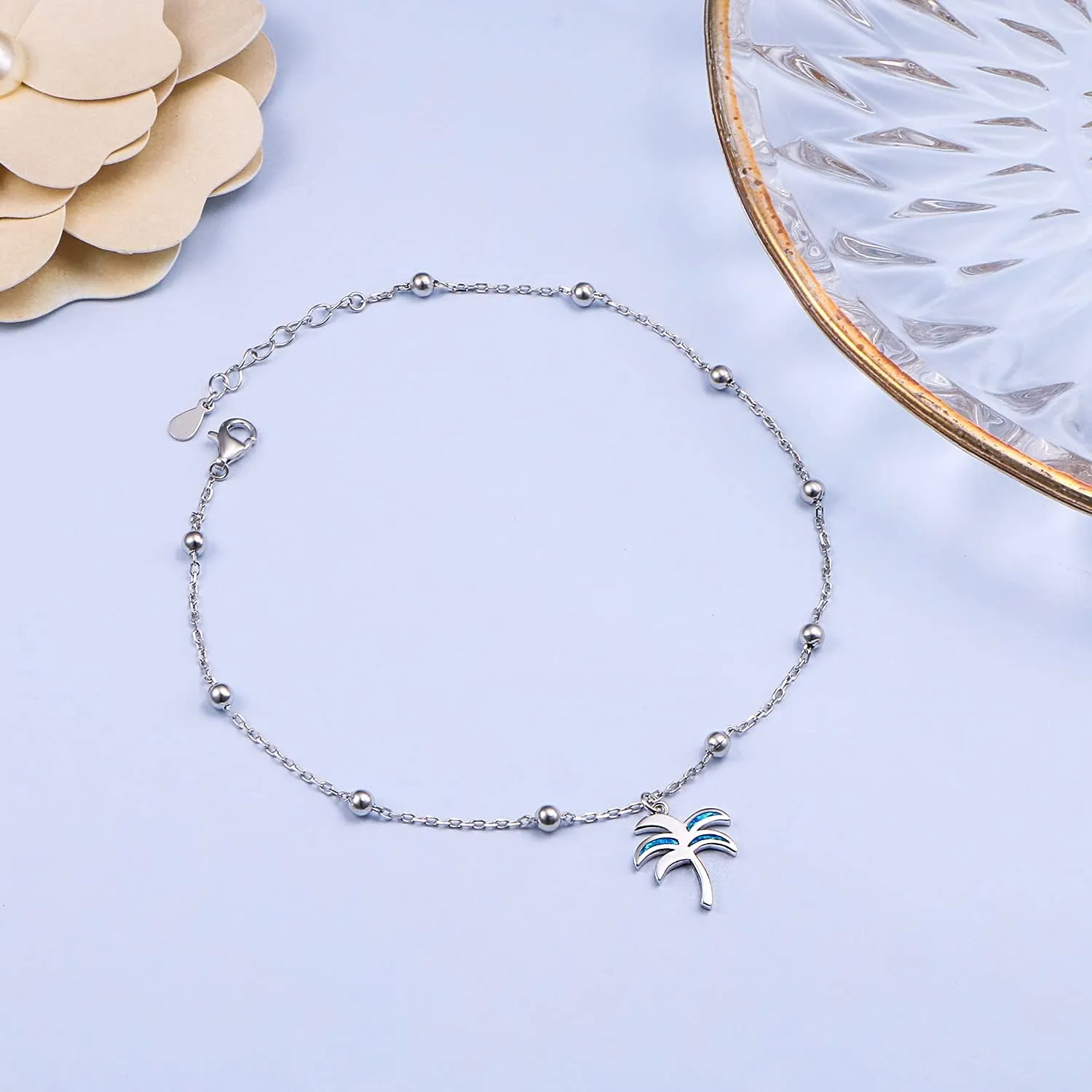 DAOCHONG Anklet for Women S925 Sterling Silver Adjustable Foot Chain Ankle Bracelet Anklets Jewelry