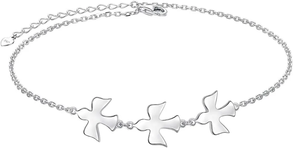 DAOCHONG S925 Sterling Silver Cute Animals Foot Charm Boho Beach Anklets Bracelet for Women Adjustable 9 to 10.5 inches