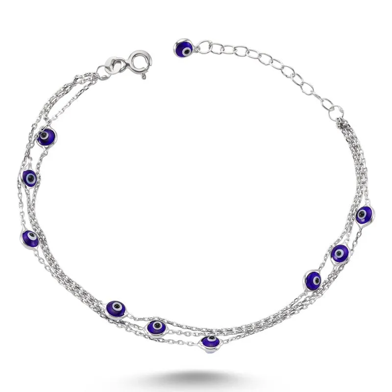 Dark Blue Evil Eye Bracelet in silver