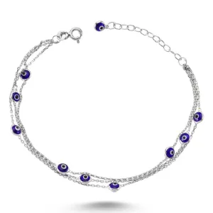 Dark Blue Evil Eye Bracelet in silver