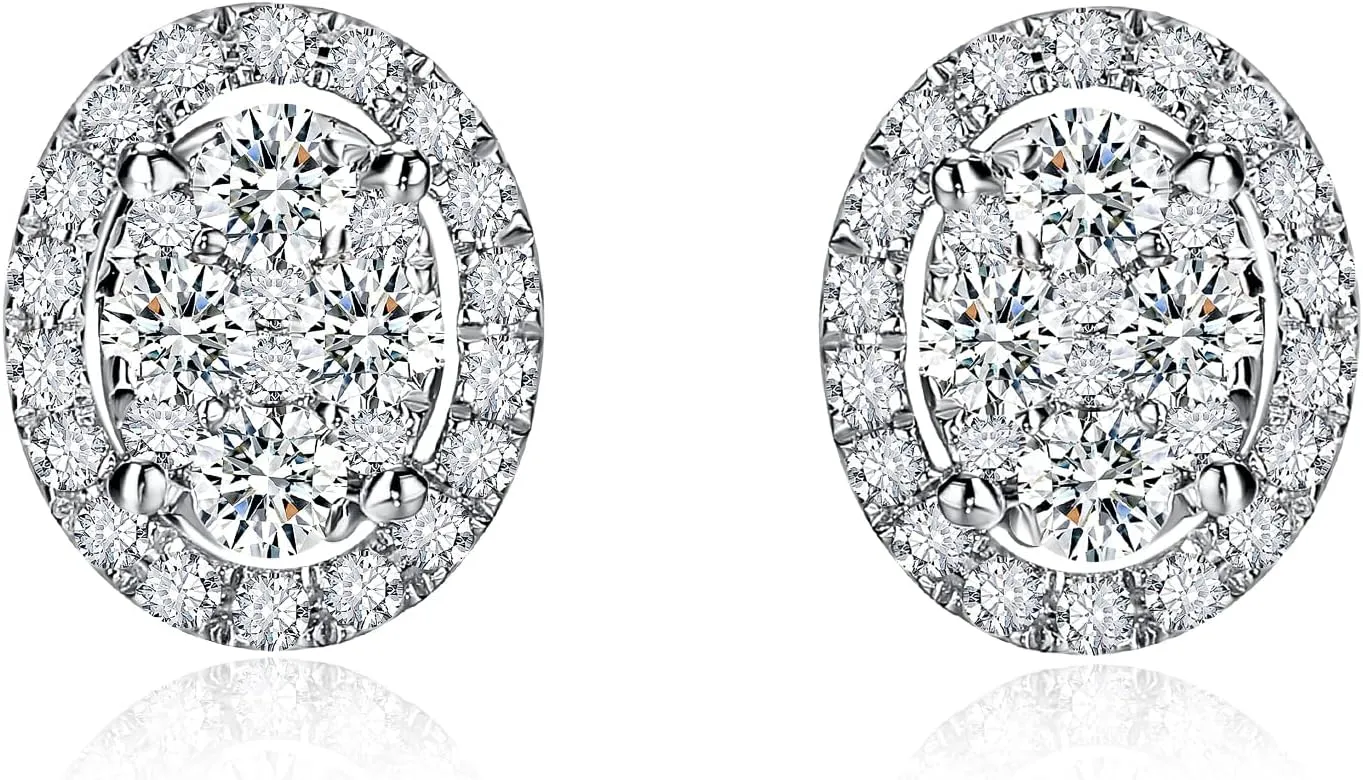 DAYBYDAY Moissanite Earrings for Women, Hypoallergenic 925 Sterling Silver D Color VVS1 Heart/Round/Cushion/Asscher/Square Moissanite Stud Earrings, Lab Created Diamond Earrings for Sensitive Ears