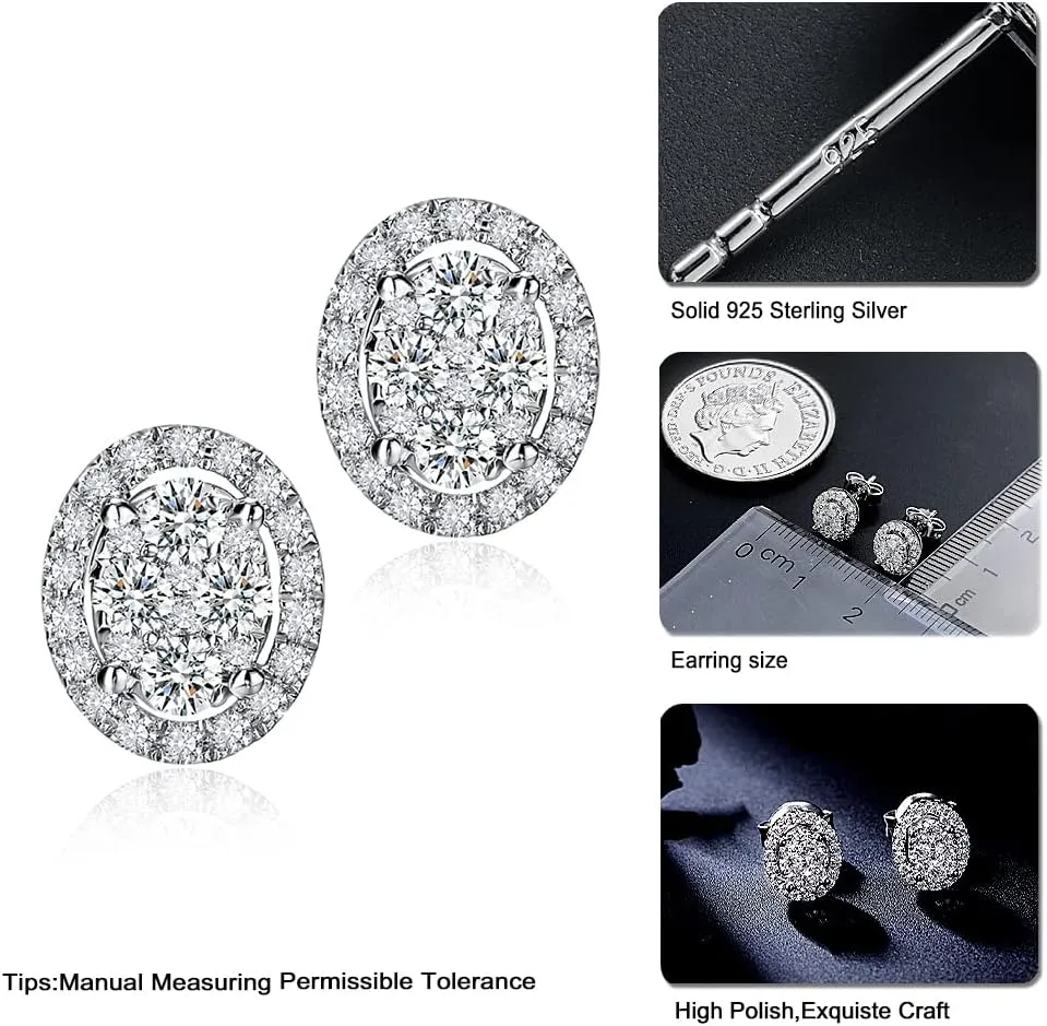 DAYBYDAY Moissanite Earrings for Women, Hypoallergenic 925 Sterling Silver D Color VVS1 Heart/Round/Cushion/Asscher/Square Moissanite Stud Earrings, Lab Created Diamond Earrings for Sensitive Ears