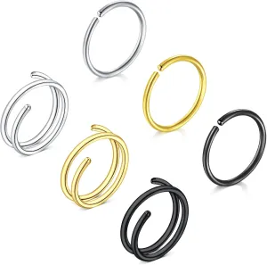 D.Bella 20G 18G Nose Rings Surgical Steel Simple Half Hoop 6mm-12mm Tragus Cartilage Helix Rook Daith Conch Snug Earring Septum Eyebrow Lip Ear Body Piercing