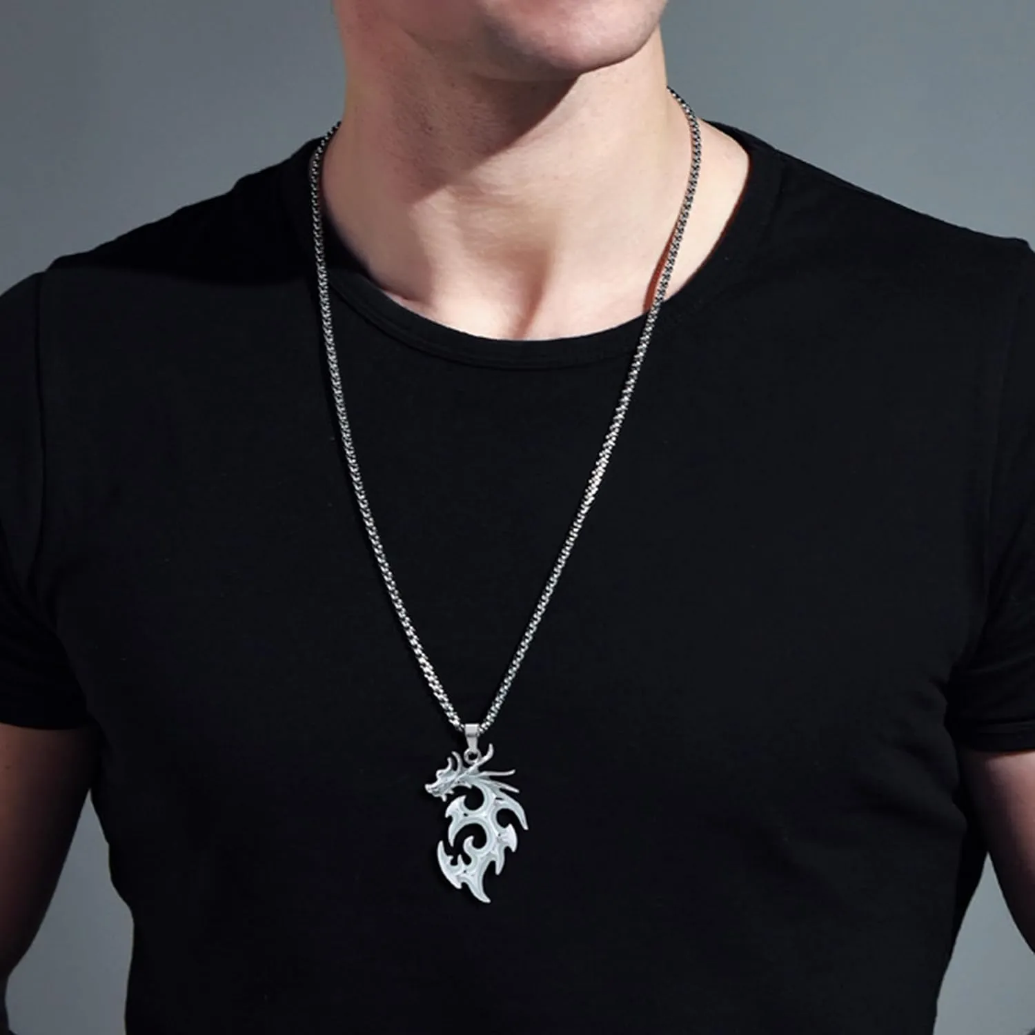 Dcfywl731 Dragon Necklace for Women Men Glow in The Dark Necklaces Flame Dragon Pendant Necklace Punk Choker Necklace Luminous Dragon Jewelry Gifts
