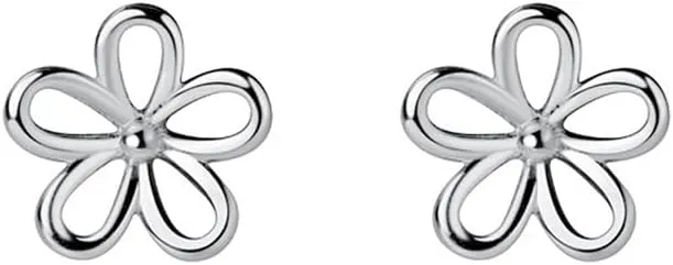 Delicate Flower Small Stud Earrings for Women S925 Sterling Silver Hollow Blossom Floral Cartilage Tragus Sleeper Hypoallergenic Piercing Tiny Studs Elegant Wedding Party Jewelry