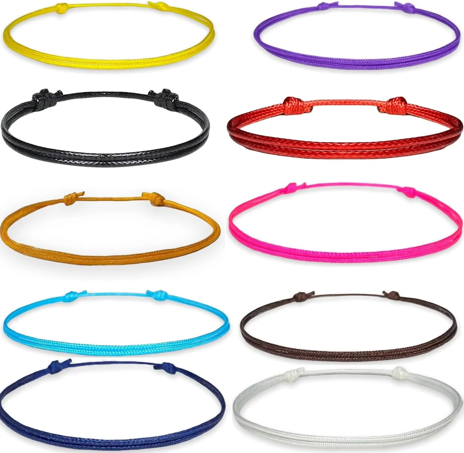 DIY String Rope Braided Macrame Bracelets Friendship Gift Adjustable Waterproof Unisex Stackable 10Pcs.