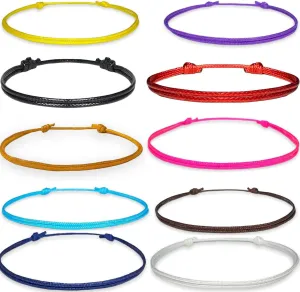 DIY String Rope Braided Macrame Bracelets Friendship Gift Adjustable Waterproof Unisex Stackable 10Pcs.