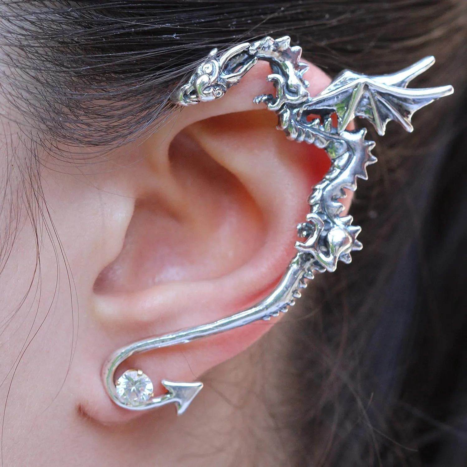 Dragon Ear Cuff Silver Classic Dragon Ear Wrap Thrones Fantasy