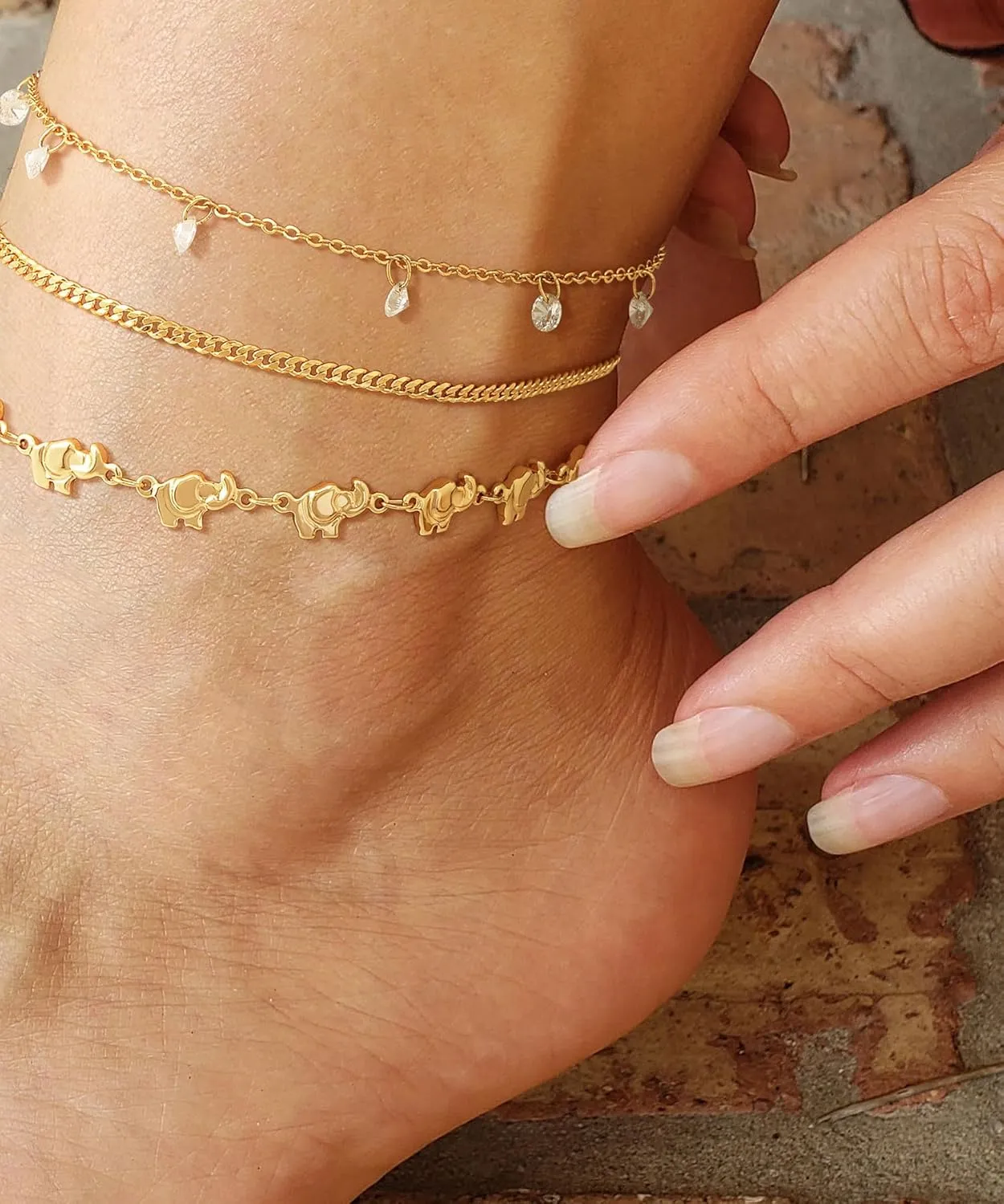 Dremmy Studios Simple Gold Chain Anklet,14k Gold/Silver Plated Dainty Disc Evil Eye Summer Beach Ankle Bracelet Jewelry for Women
