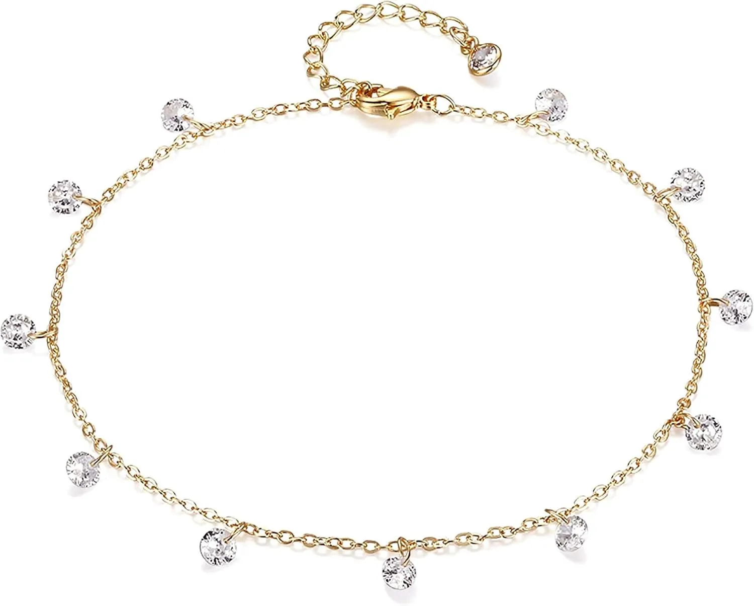 Dremmy Studios Simple Gold Chain Anklet,14k Gold/Silver Plated Dainty Disc Evil Eye Summer Beach Ankle Bracelet Jewelry for Women