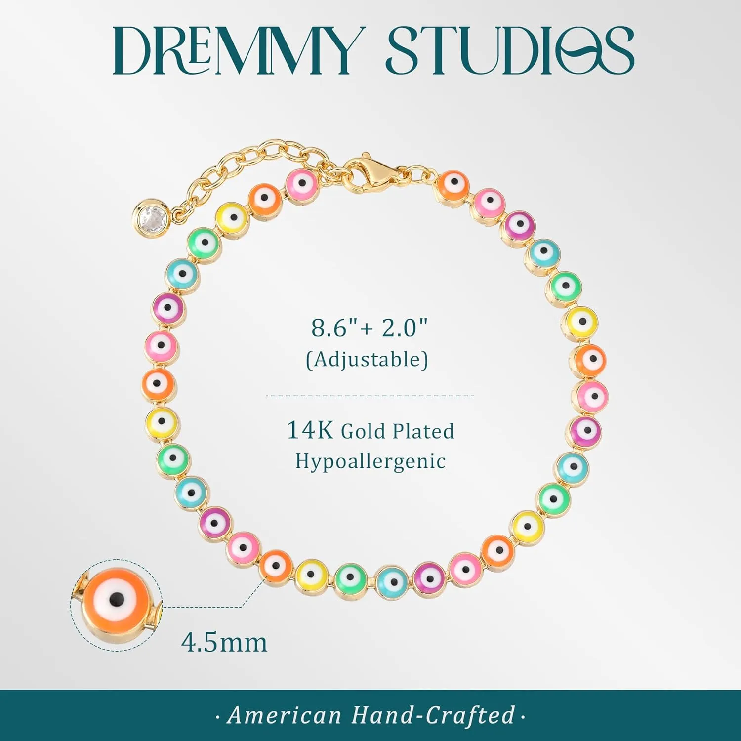 Dremmy Studios Womens Anklet Bracelets- Dainty Chain Anklet 14K Real Gold Plated Adjustable Minimalism Foot Chain Anklet Beach Jewelry Gifts for Women