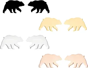 Dreuyet 4 Pairs Bear Stud Earrings for Women Minimalist Small Stainless Steel Mama Bear Stud Earrings Cute Bear Animal Cartilage Piercing Studs Birthday Mother's Day Jewelry Gifts