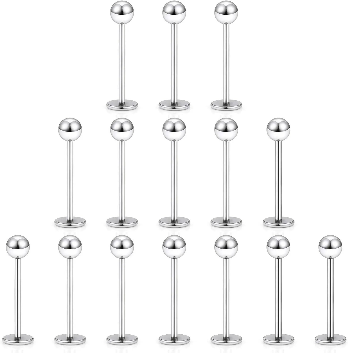 Dyknasz 15PCS 20G Stainless Steel Lip Rings Labret Studs Piercing Monroe Studs Ear Tragus Helix Cartilage Earring Jewelry 6-10mm Bar Length 5 Colors for Women Men