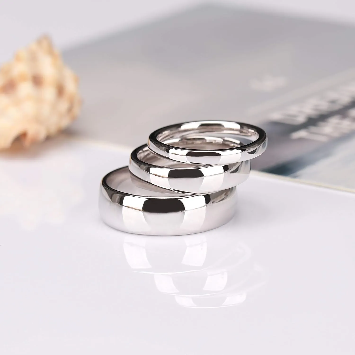 EAMTI 2mm 4mm 6mm 925 Sterling Silver Ring High Polish Plain Dome Wedding Band Comfort Fit Size 3-13