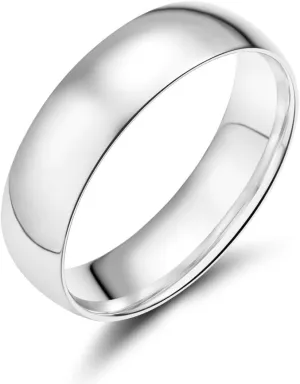 EAMTI 2mm 4mm 6mm White Gold Plated Ring High Polish Plain Dome Silver Wedding Band for Women Men Comfort Fit Size 3-13