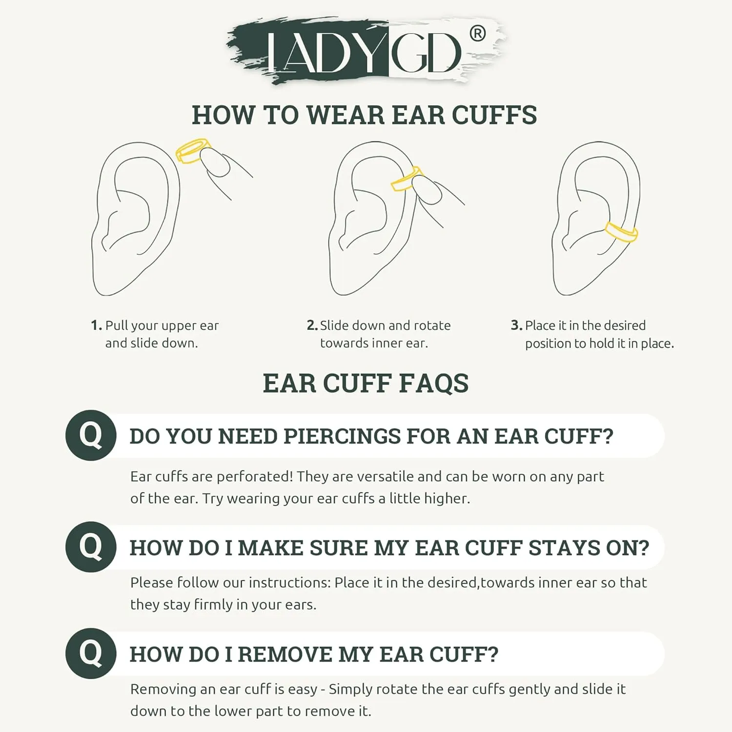 Ear Cuff Earrings for Women 14K Gold Plated Cubic Zirconia Paved Sparkling Huggie Ear Cuffs Non Piercing | Clip On Cartilage | Single