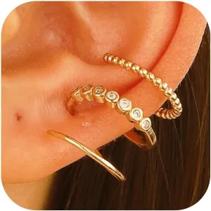 Ear Cuff Earrings for Women Non Piercing,Trendy Multiple Layers Wrap Earring Cuff,Sparkling Cubic Zirconia Helix Cartilage Ear Clip Fake Cartilage Earring Minimalist Jewelry Gifts