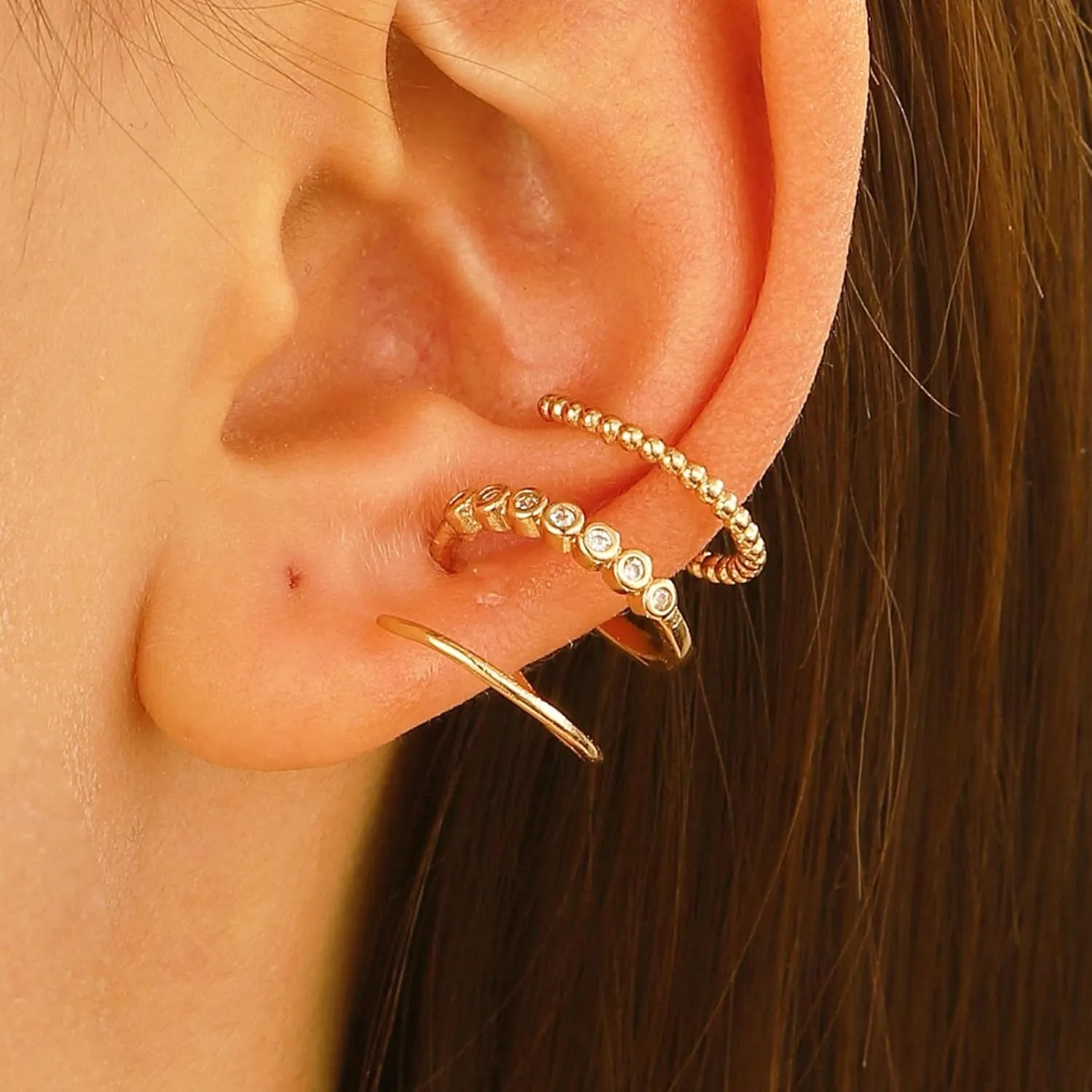 Ear Cuff Earrings for Women Non Piercing,Trendy Multiple Layers Wrap Earring Cuff,Sparkling Cubic Zirconia Helix Cartilage Ear Clip Fake Cartilage Earring Minimalist Jewelry Gifts