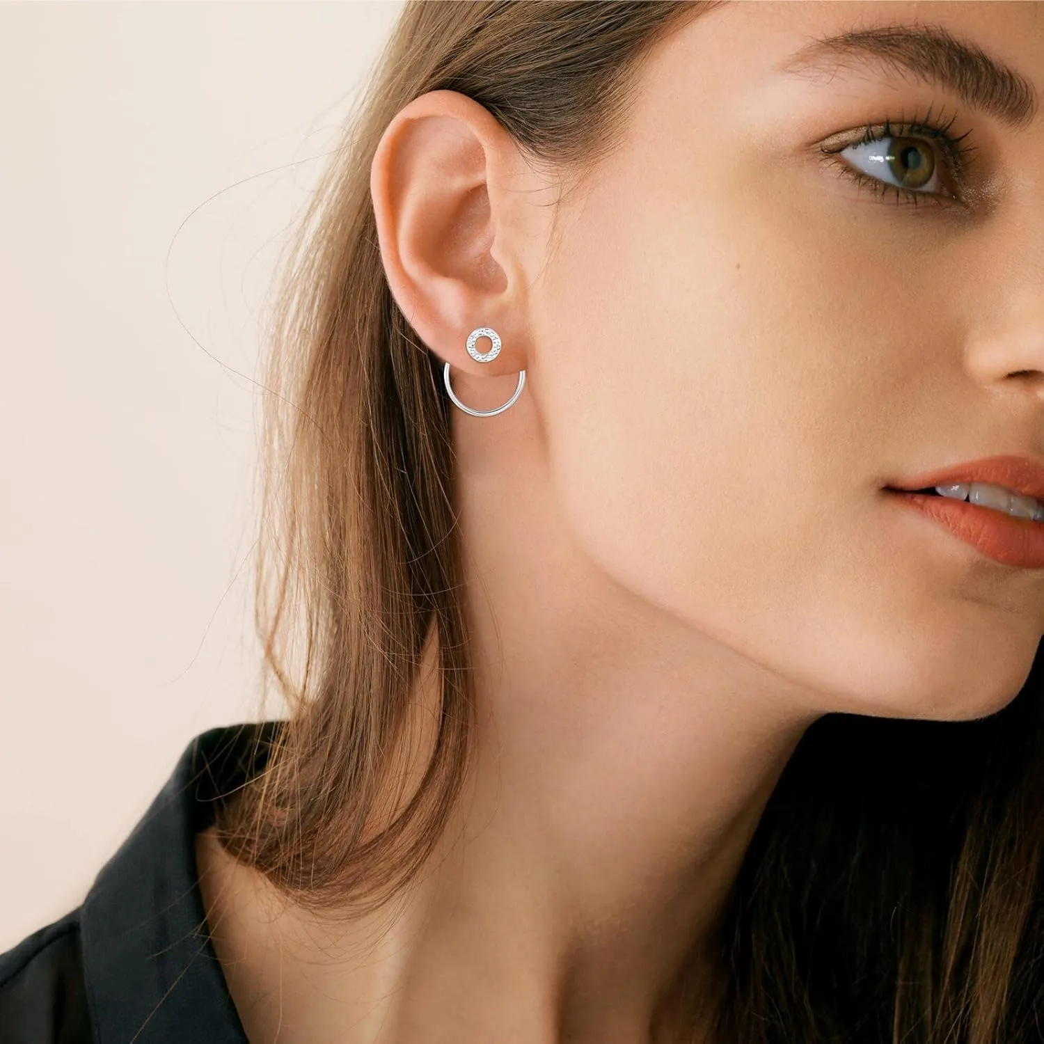 Ear Jacket Earrings 925 Sterling Silver Studs Front Back Earrings for Women Minimalist Geometric V Stud Earrings With Back Design