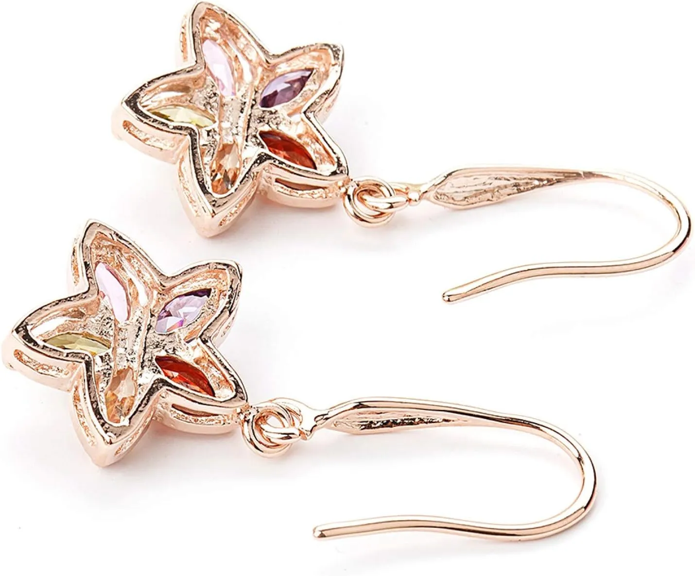 Earring Hoop Stud Drop & Dangle, Women Cubic Zirconia Flower Dangle Gold Plated Hook Earrings Wedding Jewelry for Women Teen Girls Birthday Christmas Friends Gift