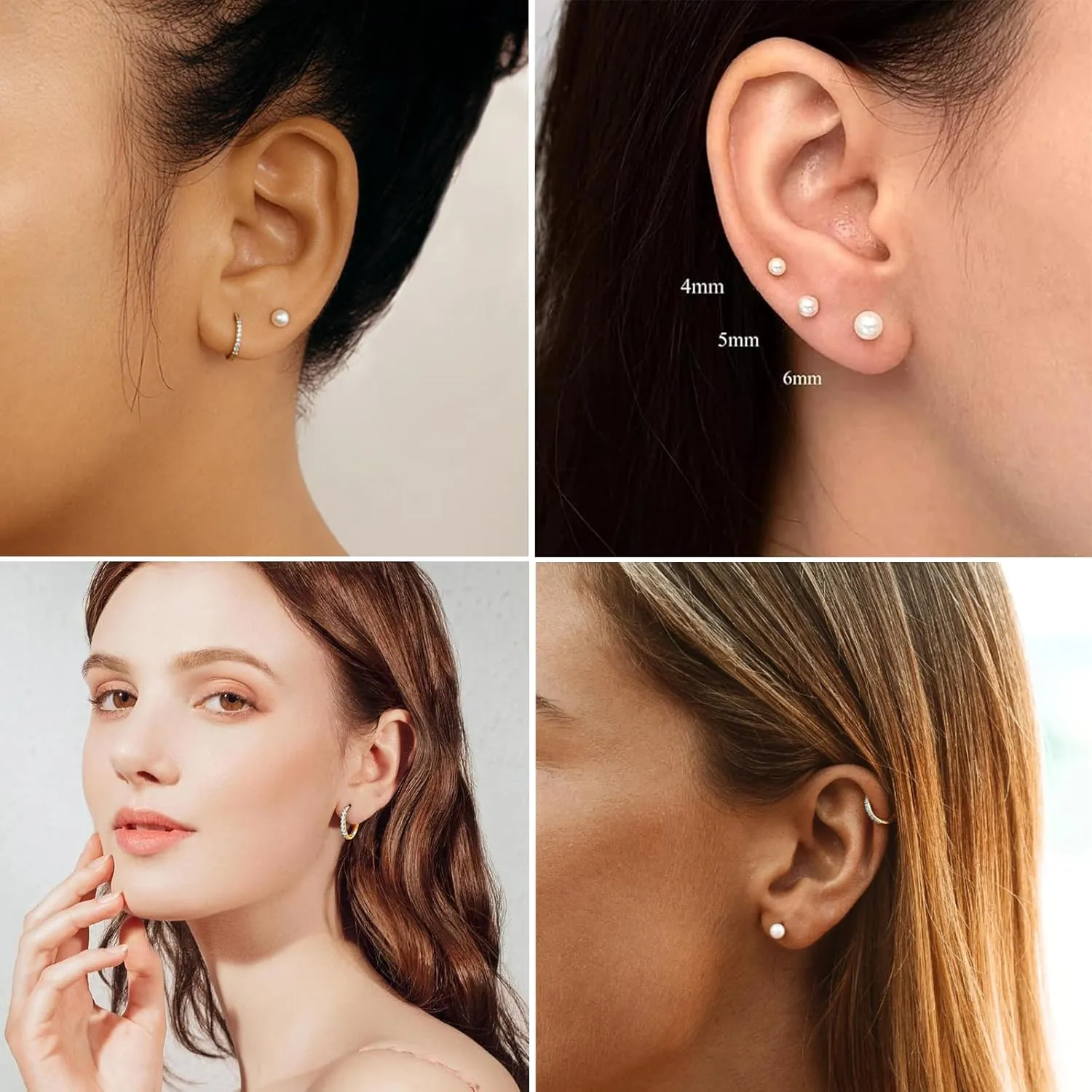 Earring Sets for Multiple Piercing: Small Gold Hoop Stud Earrings for Women Multipack Huggie Hoop Earrings Cubic Zirconia Earrings Studs for Cartilage Helix Tragus Lobe