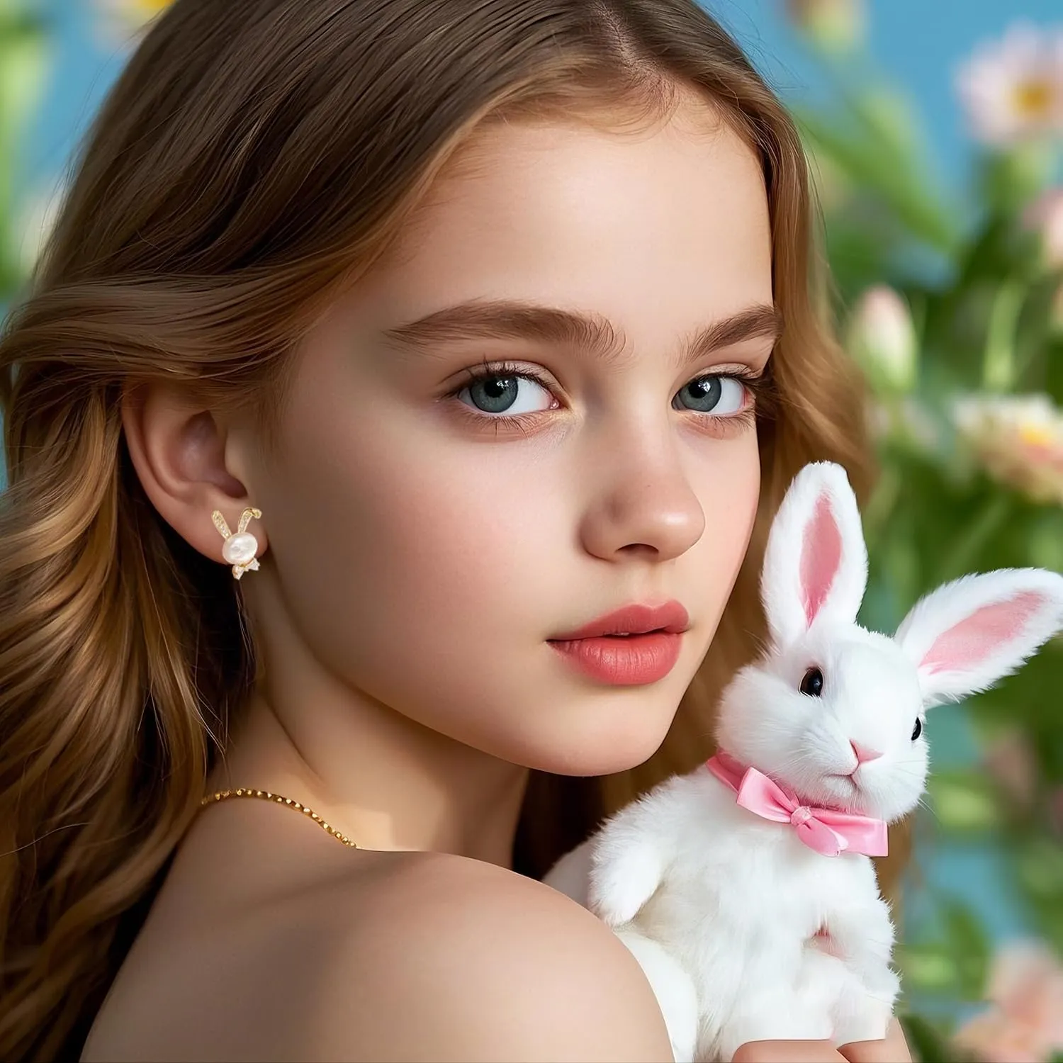 Easter Bunny Earrings for Women,Cute Pearl Rabbit Stud Earrings Fashion Cubic zirconia Bunny Earrings Dainty hypoallergenic Easter Earrings Holiday Party Jewelry