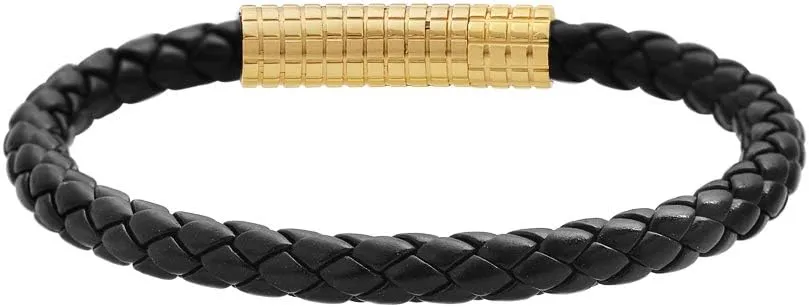 Edforce Classic Braided Genuine Leather Wrist Band Cuff Bracelet, 8.25inches