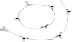 Efulgenz Indian Silver Tone Anklets Jhanjara Anklet indian Payal Anklet Charms Tassel Chain Anklet Set Bracelet Payal Foot Jewelry for Women