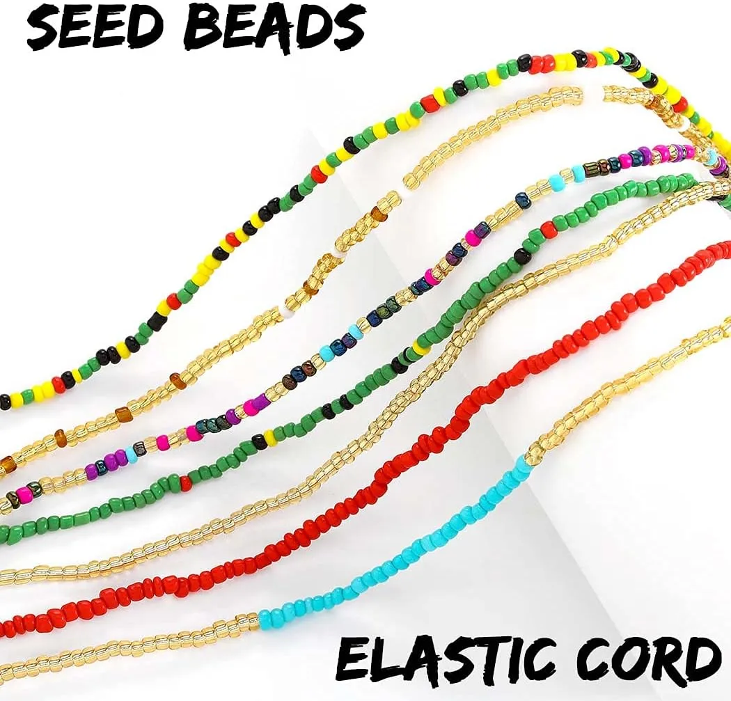 ELABEST African Waist Beads Chain Layered Belly Body Chain Beach 7Pack Waist Jewelry Body Accessories for Women